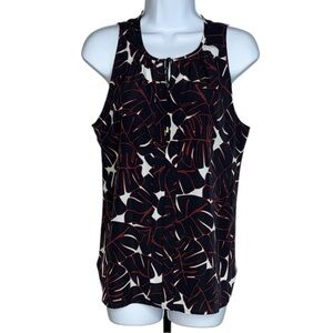 Ann Taylor Black and White Leaf Pattern Blouse